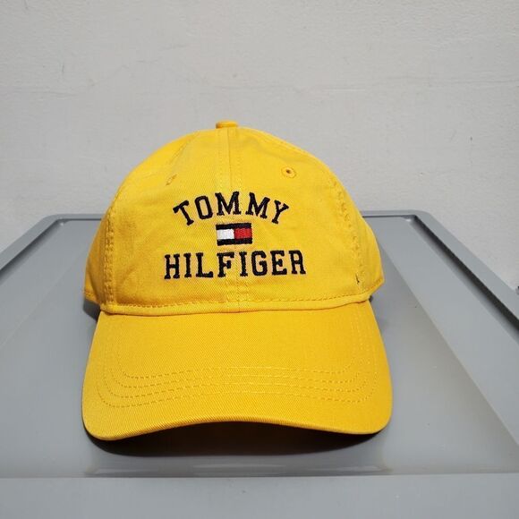 Tommy Hilfiger TH Logo Yellow Baseball Trucker Hat Cap Cotton OSFA Strapback NWT - Picture 1 of 6